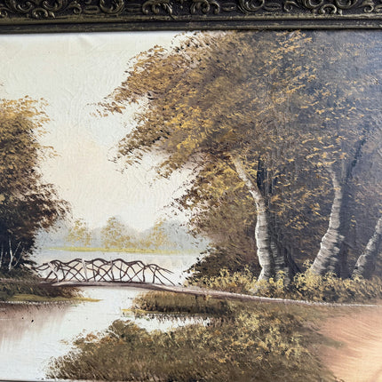 Figurative Oil Painting Landscape "Rustic Bridge" Traditional Large Art