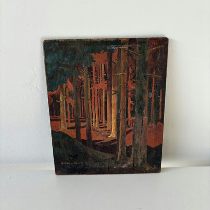 Vintage Landscape Oil Painting "Tall Trees" Handcrafted Small Art Holland Art Shop