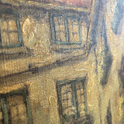 Detailed Cityscape Oil Painting "Narrow Alley" Handcrafted Artwork Holland Art Shop
