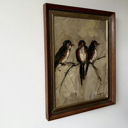 Traditional Animals Oil Painting "Three Birds" Authentic Art Holland Art Shop
