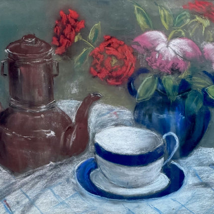 Authentic Flowery Still Life Oil Painting "Tea Pot" Timeless Art Holland Art Shop