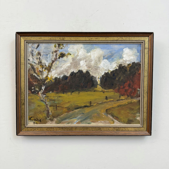 Authentic Landscape Oil Painting "Framed Drawing" Original Small Art Holland Art Shop
