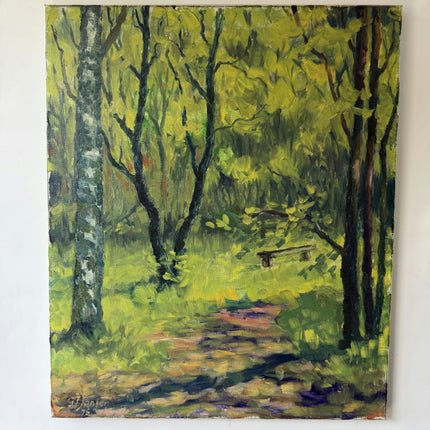 Traditional Scenery Oil Painting "Forest Path" Original Art Holland Art Shop