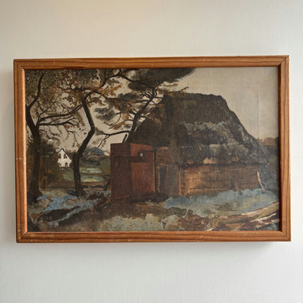Traditional Farm Oil Painting "Lonely Tree" Handcrafted Artwork Holland Art Shop