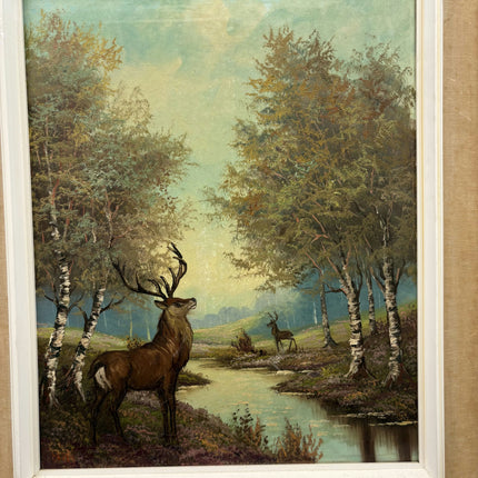 Original Animals Oil Painting "Stag Deer" Vintage Art Holland Art Shop