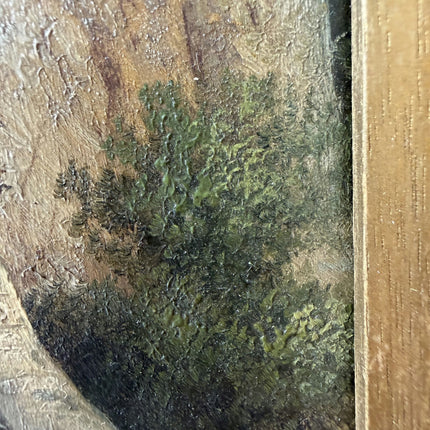 19th Century Antique Landscape Oil Painting "Mossy Ground" Small Art Holland Art Shop