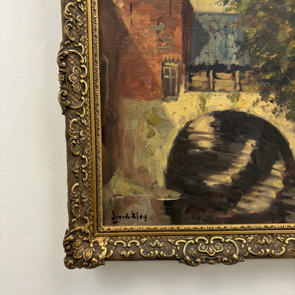 Authentic Cityscape Oil Painting "Stone Bridge" Handcrafted Art Holland Art Shop