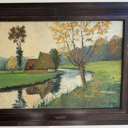 Detailed Landscape Oil Painting "River Tree" Expressive Artwork Holland Art Shop