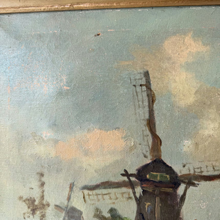 Authentic Seascape Oil Painting "Windmill Scene" Detailed Dutch Art Holland Art Shop