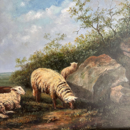 Rustic Animals Oil Painting "Grazing Sheep" Traditional Belgique Art Holland Art Shop