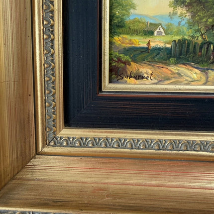 Handcrafted Landscape Oil Painting "Thatched Cottage" Original Small Artwork Holland Art Shop