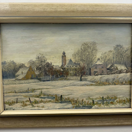 Traditional Winter Landscape Oil Painting "Snowy Village" Authentic Large Art Holland Art Shop
