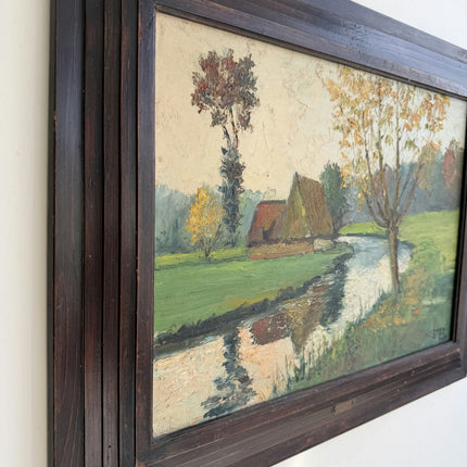 Detailed Landscape Oil Painting "River Tree" Expressive Artwork Holland Art Shop