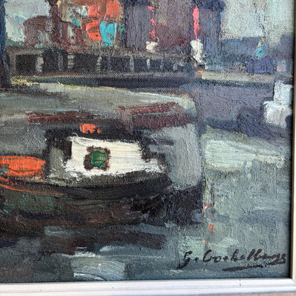 Original Harbor Scene Oil Painting "Harbor House" Traditional Belgique Art Holland Art Shop