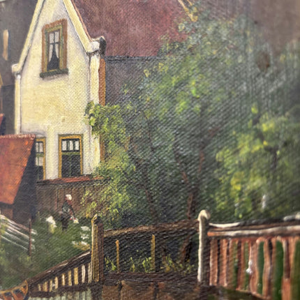 Original Cityscape Oil Painting "Church Tower" Detailed Small Artwork Holland Art Shop