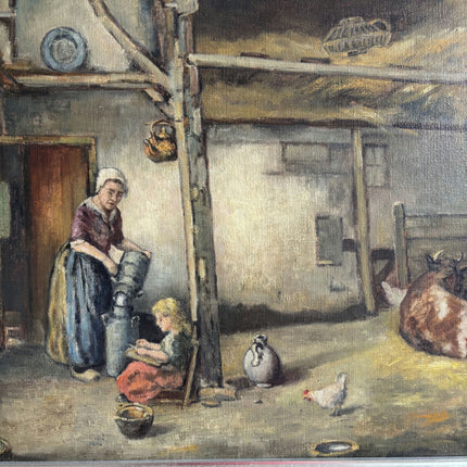 Handcrafted Farm Oil Painting "Farm Woman" Vintage Large Art Holland Art Shop