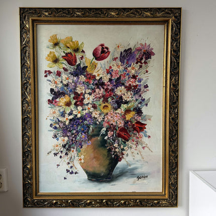 Figurative Oil Painting Flowery Still Life "Flower Vase" Large Artwork Holland Art Shop