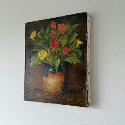 Vintage Still Life Oil Painting "Flower Vase" Expressive Small Art Holland Art Shop