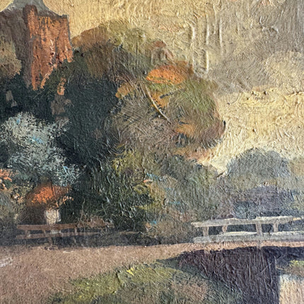 Refined Landscape Oil Painting "Village Church" Detailed Small Artwork Holland Art Shop
