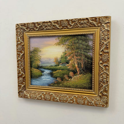 Original Landscape Oil Painting "Golden Frame" Classic Small Artwork Holland Art Shop
