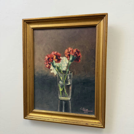 Rustic Floral Still Life Oil Painting "Gilded Frame" Handcrafted Small Art Holland Art Shop