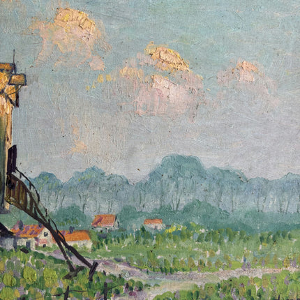 1940 Landscape Oil Painting "Old Windmill" Small Artwork Holland Art Shop