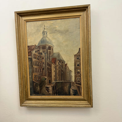 Rustic Cityscape Oil Painting "Church Dome" Expressive Large Artwork Holland Art Shop