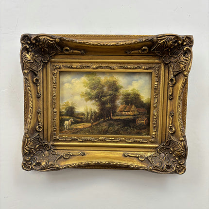Antique Landscape Oil Painting "Gilded Frame" Traditional Small Artwork Holland Art Shop