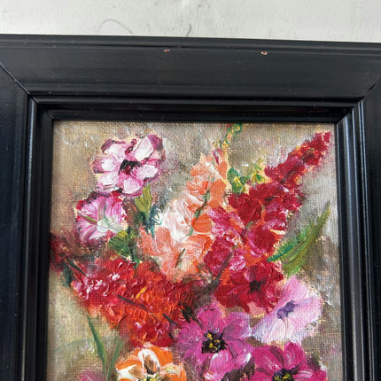 Elegant Floral Still Life Oil Painting "Pink Flowers" Vintage Small Art Holland Art Shop