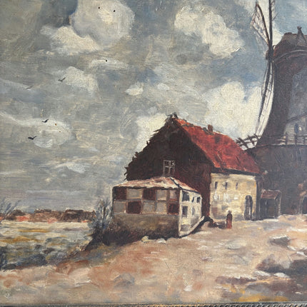 Original Landscape Oil Painting "Windmill Structure" Timeless Artwork Holland Art Shop