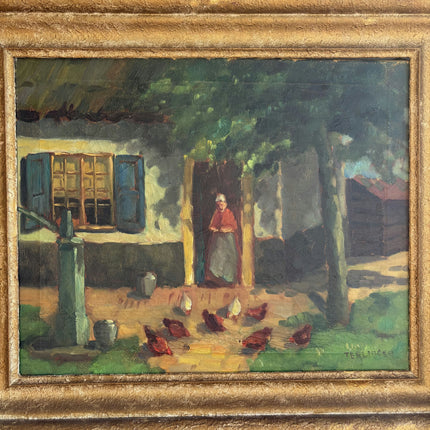 Timeless Farm Oil Painting "Woman Standing" Handcrafted Art Holland Art Shop