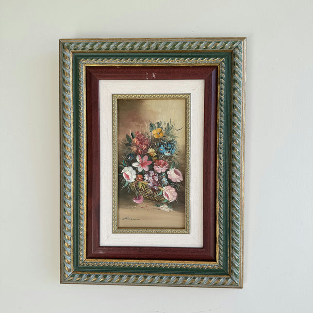 Detailed Floral Still Life Oil Painting "Flower Basket" Elegant Small Art Holland Art Shop