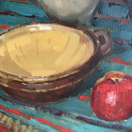 Original Still Life Oil Painting "Red Apple" Elegant Artwork Holland Art Shop