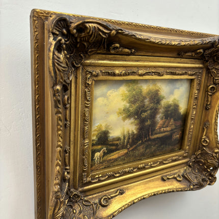 Antique Landscape Oil Painting "Gilded Frame" Traditional Small Artwork Holland Art Shop