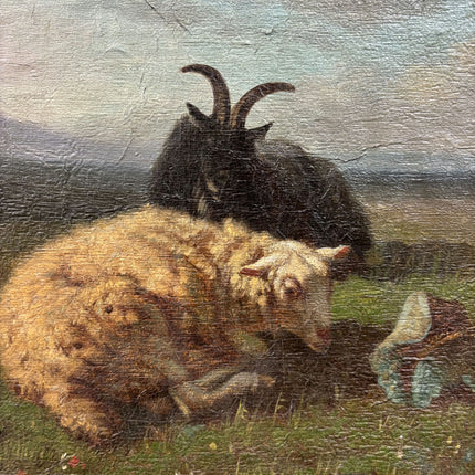 Edmond de Koninck 19th Century Animals Oil Painting " Grazing Sheep" Art Holland Art Shop