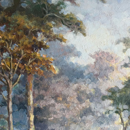 Vintage Figurative Oil Painting "Mother Walking" Rustic Large Artwork Holland Art Shop