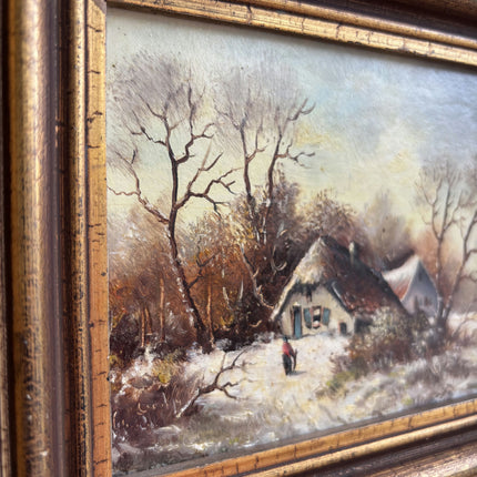 Rustic Winter Landscape Oil Painting "Framed Painting" Elegant Small Artwork Holland Art Shop