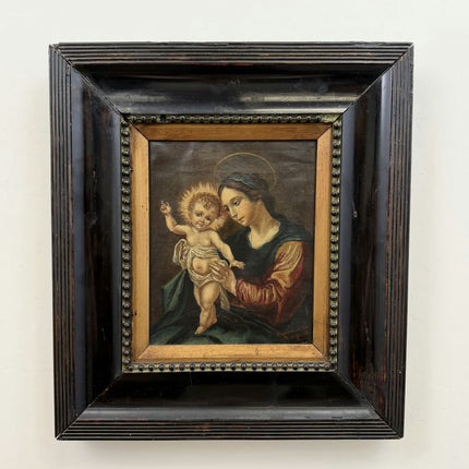 19th Century Antique Portrait Oil Painting "Madonna Child" Artwork Holland Art Shop