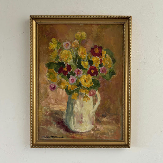 Remarkable Oil Painting Flowery Still Life "Floral Arrangement" Small Art