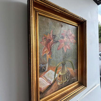 Handcrafted Floral Still Life Oil Painting "Flower Vase" Rustic Art Holland Art Shop
