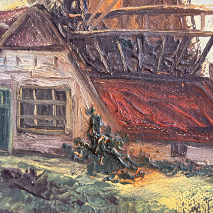 Expressive Landscape Oil Painting "Thatched Windmill" Original Art Holland Art Shop