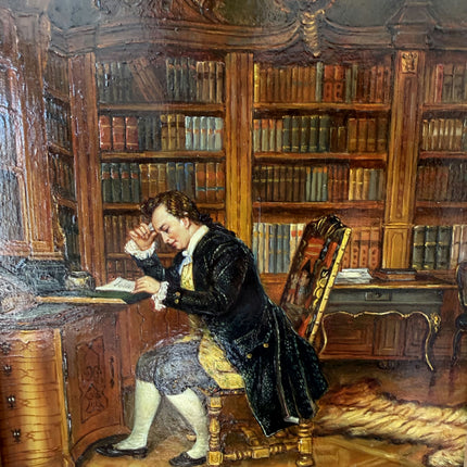 Traditional Figurative Oil Painting "Seated Scholar" Refined Small Artwork Holland Art Shop