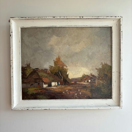Handcrafted Farm Oil Painting "Village Houses" Rustic Art Holland Art Shop
