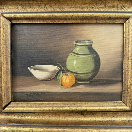 Vintage Still Life Oil Painting "Green Vase" Expressive Small Artwork Holland Art Shop