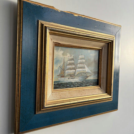 Expressive Seascape Oil Painting "Sailing Ship" Traditional Small Artwork Holland Art Shop