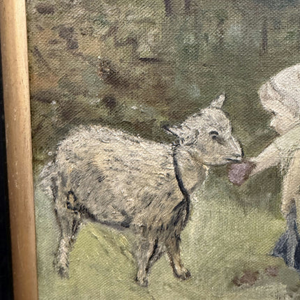 Rustic Figurative Oil Painting "Bending Woman" Detailed Art Holland Art Shop