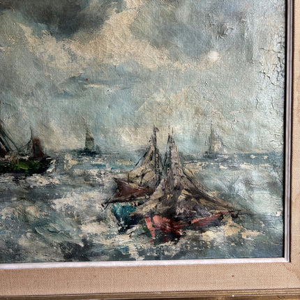 Elegant Seascape Oil Painting "Sailing Boat" Handcrafted Large Art Holland Art Shop