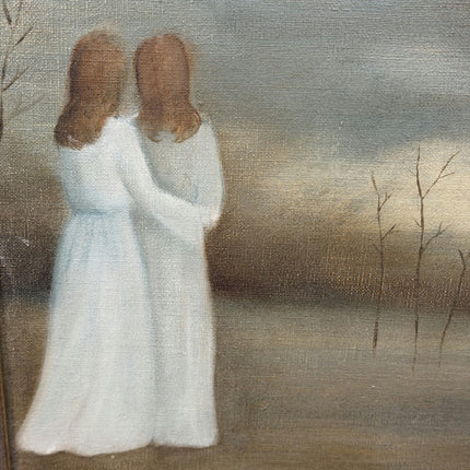 Classic Figurative Oil Painting "Two Sisters" Vintage Art Holland Art Shop