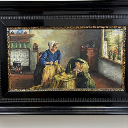 Original Interior Oil Painting "Seated Woman" Handcrafted Large Artwork Holland Art Shop