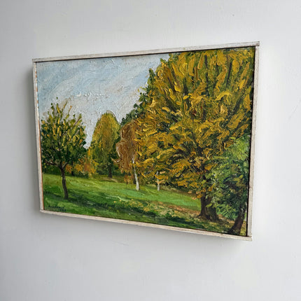Vintage Landscape Oil Painting "Golden Tree" Handcrafted Artwork Holland Art Shop